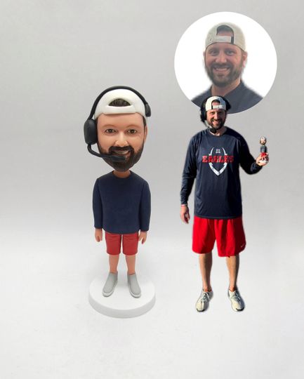 Custom Football Coach Bobblehead Personalized Sports Instructor Figurine Anniversary Edition