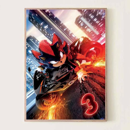 Discover Shadow the Hedgehog Poster - Red Speed Motorcycle Wall Art