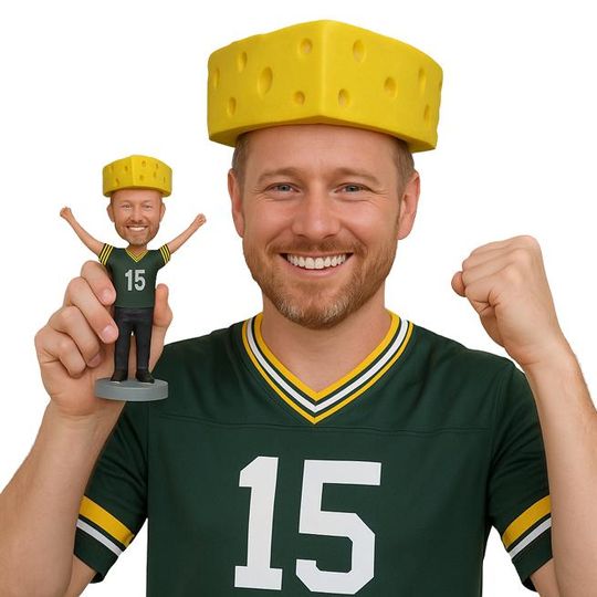 Discover Custom Bobblehead Cheese Hat Football Fan, Cheese Hat Custom Bobblehead