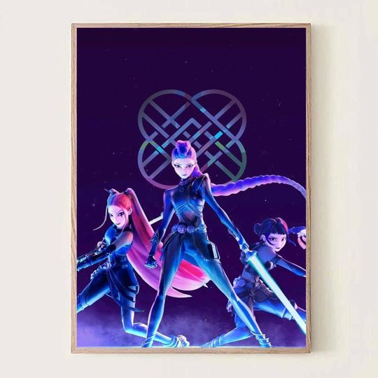 Discover K-POP Hunters Team Poster | Mira Rumi Zoey Anime Art | Epic Warrior Wall Print