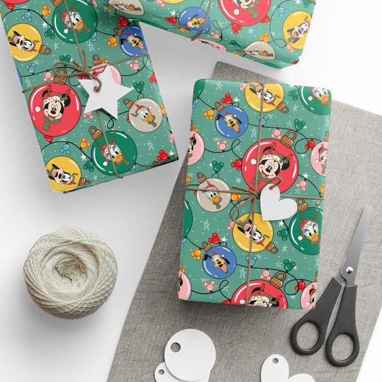 Discover Mickey Mouse Christmas Wrapping Paper, Disney Gift Wrap, Kids Christmas Gift Wrap Sheets, Holiday Mickey Paper, Cute Christmas Wrap