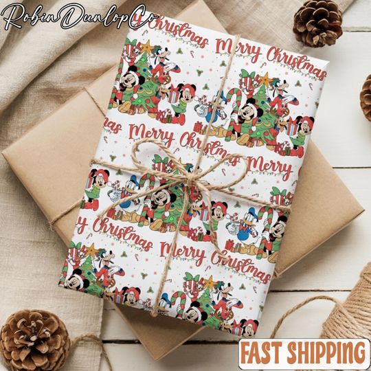 Discover Christmas Disne Wrapping Paper, Mickey And Friends Holiday Gift Wrap, Xmas Presents Packaging, Funny Christmas Gift Wrap for Kids
