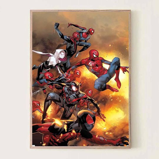 Discover Superhero Wall Art: Vibrant Spider Team - Comic Style Print
