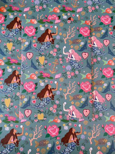 Discover Mermaid Treasure Wrapping Paper Pack of 3 Sheets, Girl's Birthday Illustrated Gift Wrap