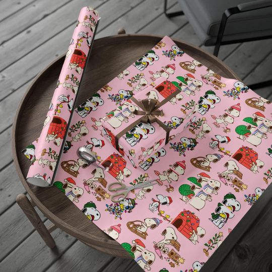 Discover Vintage Pink Snoopy Christmas Wrapping Paper - Wrapping Papers, Gift Wrap, Holiday Decor, Festive Packaging, Cute Gift Wrap