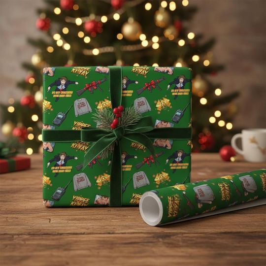 Die Hard Christmas Wrapping Paper, 80s Action Movie Gift Wrap