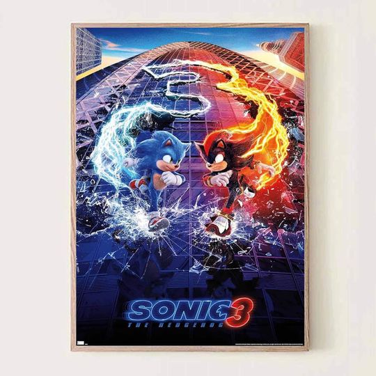 Discover Sonic vs Shadow Print: High-Speed Duel - Matte Photo Wall Art