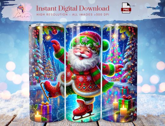 Discover Christmas Santa Claus 20oz Tumbler Wrap, Skinny Tumbler Wrap, Santa PNG, Merry Xmas, Christmas Vibes Printable Design, Digital, Sublimation