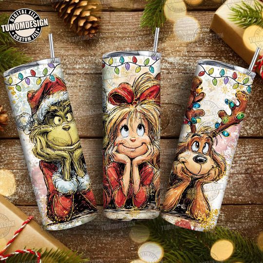 Discover Funny Christmas Green Guy Tumbler Wrap PNG, Trendy Holiday PNG, Festive Wrap Design, Christmas Movie Friends 20oz Tumbler , Sublimation File