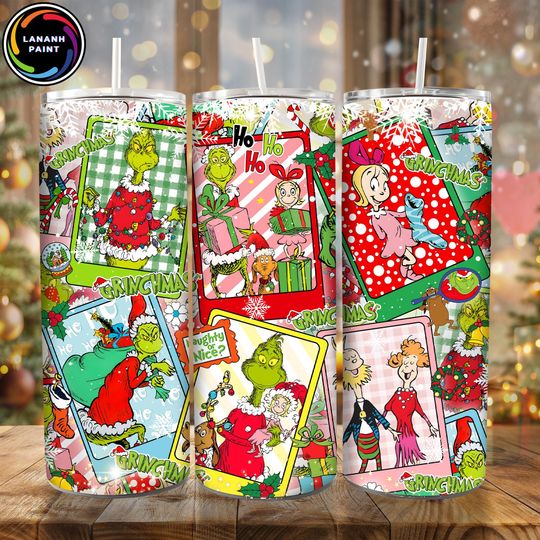 Discover Funny Christmas Tumbler Design, Merry Christmas 20oz Skinny Tumbler Wrap  , Funny Christmas Green Monster 20oz Tumbler Wrap