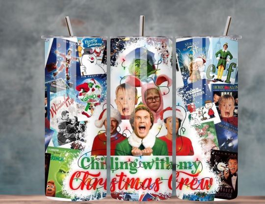 Discover Chilling with the Christmas Crew Tumbler Designs 20oz Straight Sublimation