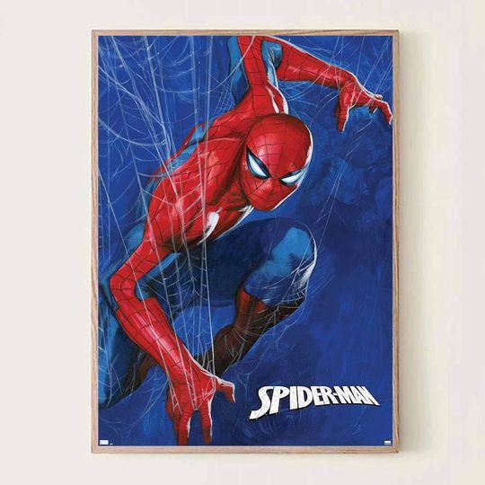 Discover Spider Hero Poster | Red and Blue Comic Art | Superhero Wall Decor