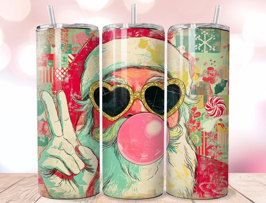Discover Christmas Santa Tumbler Wrap   Pop Christmas  Tumbler 20oz Wrap - Retro Christmas Tumbler Sublimation Design