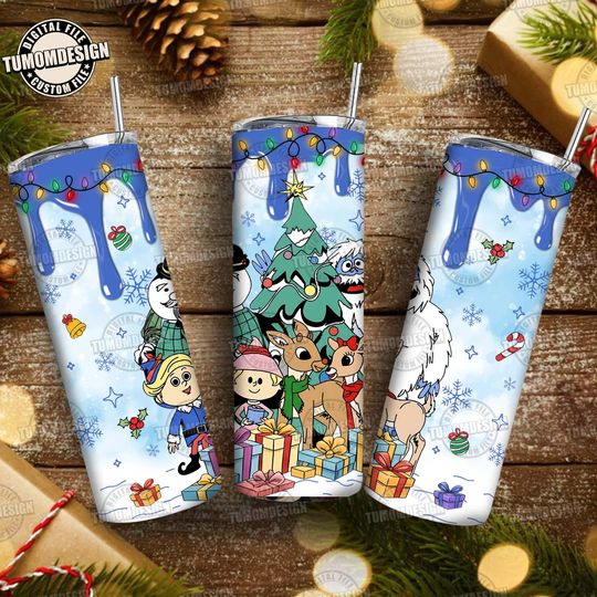 Discover Reindeer Christmas Tumbler Wrap  , Christmas Movie Tumbler  , Cartoon Character Christmas 20oz Skinny Tumbler Wrap