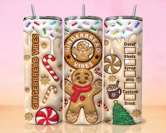 Discover 3D Seamless Gingerbread Coffee Tumbler, 3D Gingerbread Tumbler, Christmas Tumbler Sublimation, Christmas Latte Tumbler, Coffee Lover Gift