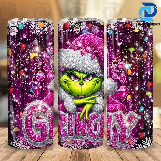 Pink Character Christmas 20oz Skinny Tumbler Wrap  , Funny Christmas Thief Tumbler Wrap  , Ew People Christmas Character Tumbler