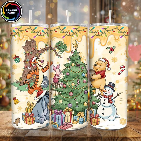 Discover Funny Mouse Christmas Tumbler  , Cartoon Honey Bear 20oz Skinny Wrap, Cute Christmas Character Tumbler  ,Holiday Cartoon Sublimation