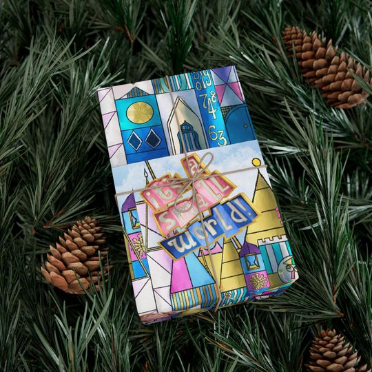 Discover Disney inspired - It's a Small World Wrapping Paper, ORIGINAL ART