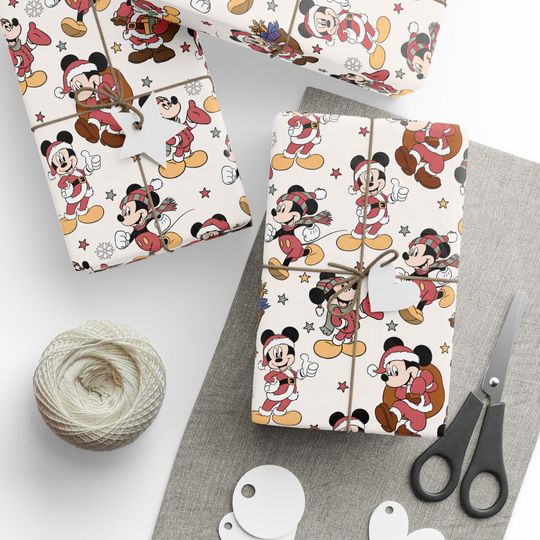 Discover Disney Mickey Mouse Wrapping Paper, Christmas Gift Wrap Sheets for Kids, Holiday Disney Paper, Cute Xmas Gift Wrapping, Festive Packaging