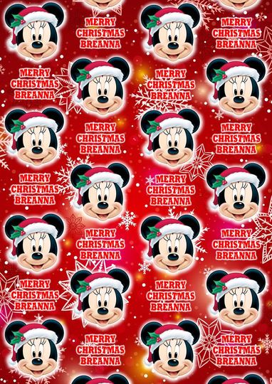 Discover MINNIE MOUSE Personalised Christmas Wrapping Paper - Disney Christmas Gift Wrap - Donald Duck - Mickey Mouse - Goofy - Pluto - Christmas
