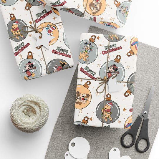Discover Disney Christmas Wrapping Paper, Mickey & Friends Gift Wrap Sheets, Holiday Gift Wrapping, Disney Xmas Paper, Cute Christmas Packaging