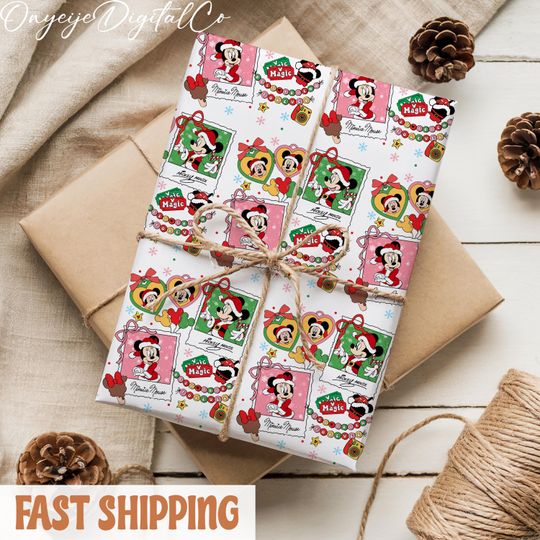 Discover Mickey and Friends Gift Wrap  Disney Wrapping Paper for Kids  Cute Birthday or Christmas Gift Paper