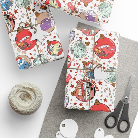 Discover Cars Christmas Wrapping Paper | Lightning McQueen Gift Wrap | Disney Pixar Cars Holiday Paper | Kids Gift Wrap Sheets