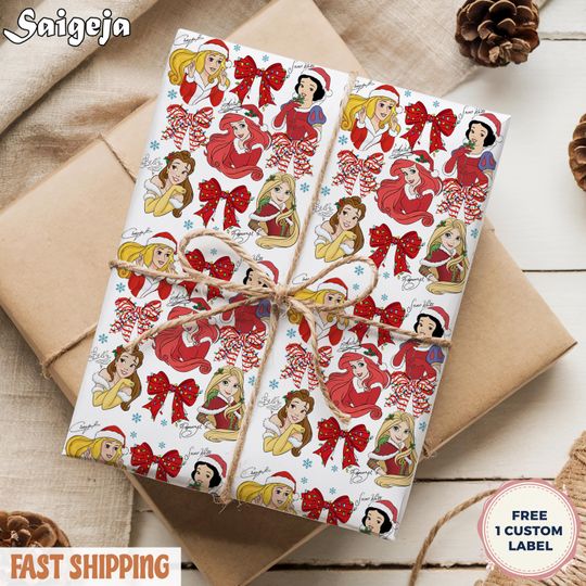 Discover Disney Princess Christmas Wrapping Papper, Disney Girl Trip Wrap, Christmas Girls Wrapping Paper, Kids Xmas Packaging, Girls Party Decor