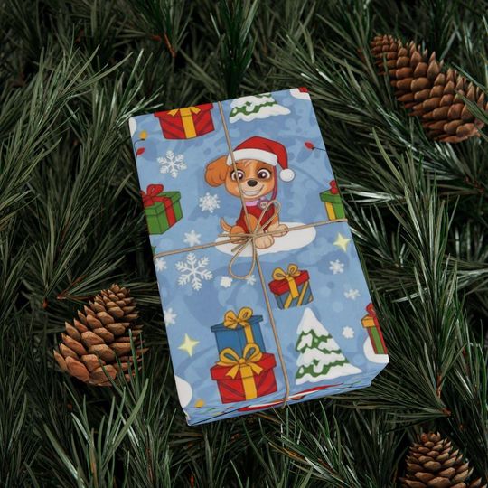 Discover Paw Patrol Christmas Wrapping Paper, Holiday Cartoon Dog Gift Wrap