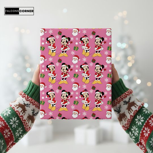 Discover Minnie Mouse Christmas Wrapping Paper: Pink Holiday Gift Wrap, Cute Christmas Gift for Disney Lovers