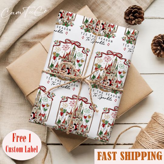 Discover Christmas Disne Wrapping Paper, Mickey And Friends Holiday Gift Wrap, Xmas Presents Packaging, Funny Christmas Gift Wrap for Kids