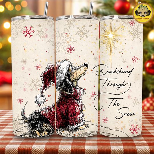 Discover Funny Dachshund Christmas Tumbler  , Its The Most Wonderful Time Of The Year Wrap  , Cute Holiday Dog 20oz Skinny Tumbler Design