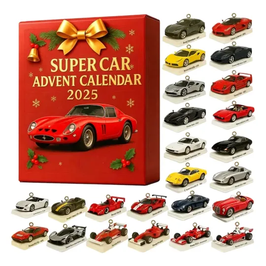 Discover Super Car Advent Calendar 2025, Christmas Decorations Gifts 2D for Kids Boys