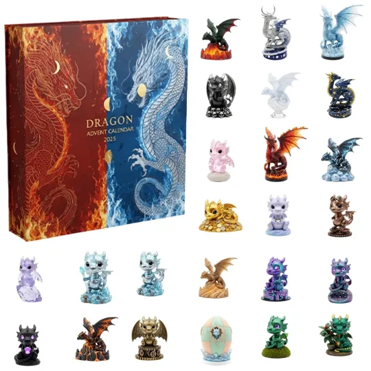 Discover DRAGON Advent Calendar 2025, Christmas Decorations Gifts 2D for Kids Boys 24 Days