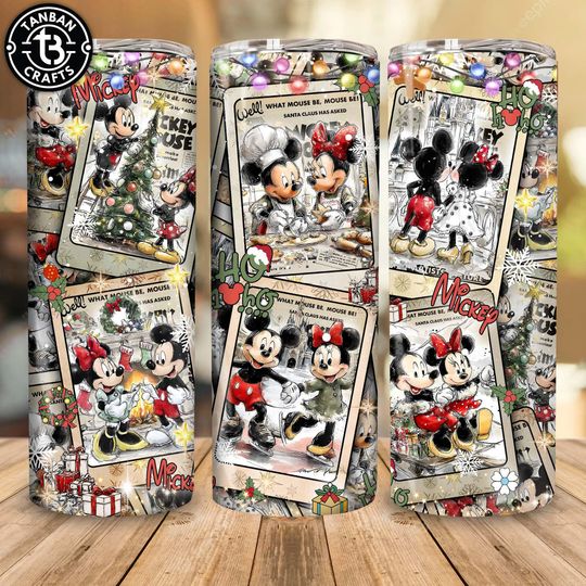 Discover Retro Magical Mouse Christmas Tumbler Wrap  , Funny Christmas Cartoon Holiday Tumbler Design, Trendy Xmas Holiday 20oz Skinny Tumbler