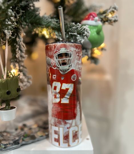 Travis Kelce Tumbler  Kansas City  Tumbler  Travis Kelce Water Bottle  Kansas City   Stainless Steel  Skinny 20 oz
