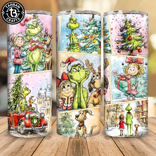 Discover Christmas Green Guy 20oz Tumbler Wrap  , Christmas Movies Friends 20oz Tumbler  , 90's Movie Christmas Character 20oz Tumbler Design