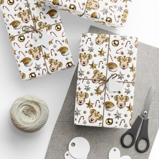 Discover Disney Christmas Wrapping Paper | Gold Christmas Wrapping Paper | Disney Gift Wrap | Kids wrapping paper | Mickey mouse wrapping paper