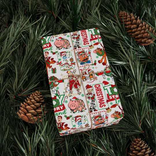 Discover Toy Story Christmas Wrapping Paper | Disney Gift Wrap Sheets | Kids Christmas Gift Wrap, Pixar Toy Story | Cute Gift Wrapping Paper