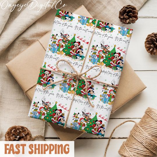 Discover Mickey and Friends Gift Wrap  Disney Christmas Wrapping Paper  Cute Kids Birthday and Holiday Gift Wrap