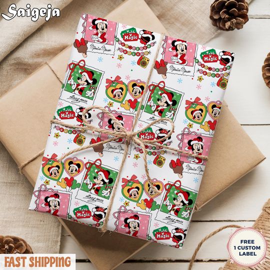 Discover Disney Mickey and Friends Wrapping Paper, Christmas Movie Holiday Gift, Wrap Kids Mickey Minnie Disney Christmas Gifts