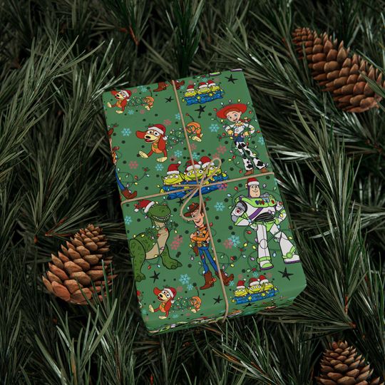 Discover Toy Story Christmas Wrapping Paper | Disney Pixar Gift Wrap for Kids | Buzz Lightyear Woody Christmas Paper Roll | Disney Toy Story Wrap
