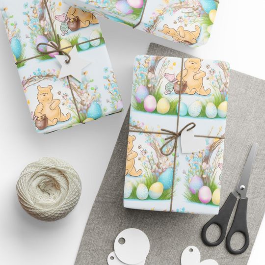 Discover Winnie the Pooh Easter Gift Wrap: Classic Pooh and Piglet Design