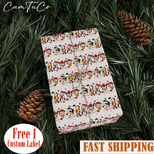 Discover Christmas Disne Wrapping Paper, Mickey And Friends Holiday Gift Wrap, Xmas Presents Packaging, Funny Christmas Gift Wrap for Kids