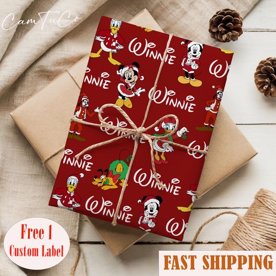 Discover Personalized Mickey And Friends Disney Christmas Wrapping Paper  Disneyland Xmas Gift Wrap