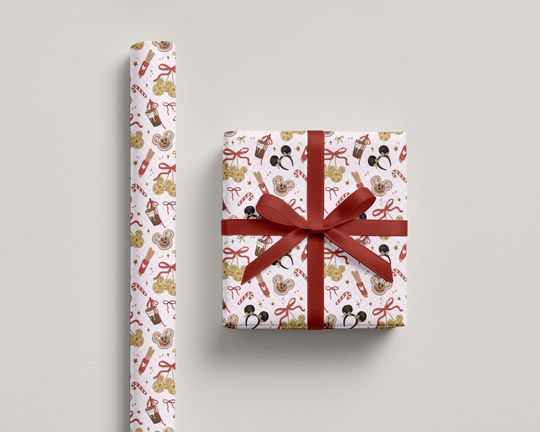 Discover Disney Inspired Christmas Wrapping Paper Mickey Gingerbread, Minnie Ears & Holiday Treats Gift Wrap