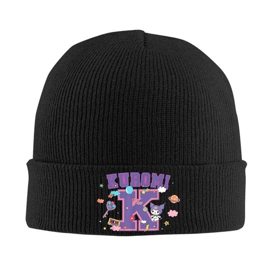 Discover Kuromi Varsity Letter K Knit Hat  Beanie Hats Hippie Thermal Elastic Female Male Bonnet Hats Autumn Winter Street Y2K Caps Gift