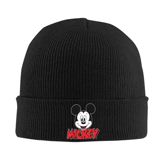 Unisex Vintage Mickey Mouse Knit Beanie Hat - Autumn Winter Street Style Thermal Elastic Cap