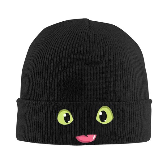 Funny Expression Face Print Knit Beanie Hat T-Toothless Hippie Head Wrap Winter Cap