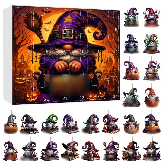 Discover 2025 Halloween 2D Ornaments Advent Calendar, Halloween Christmas Tree Ornaments